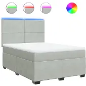 Syfax Giroletto a Molle con Materasso Grigio Chiaro 140x190cm Velluto