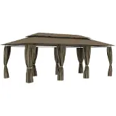 Syfax Gazebo con Tende 600x298x270 cm Grigio Talpa 180 g/m²