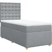 vidaXL Letto a molle con materasso grigio chiaro 80x200 cm in tessuto