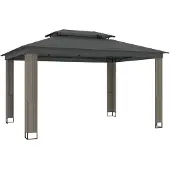 Syfax Gazebo con Tetto Doppio Antracite 3,94x2,96 m in Acciaio