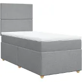 vidaXL Letto a molle con materasso grigio chiaro 80x200 cm in tessuto
