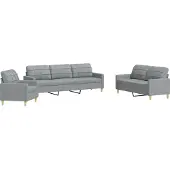 Syfax Set di Divani 3 pz Grigio Chiaro in Tessuto