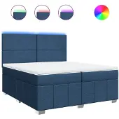 Syfax Giroletto a Molle con Materasso Blu 200x200 cm in Tessuto