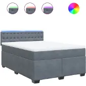 Syfax Giroletto a Molle con Materasso Grigio Scuro 160x200 cm Velluto
