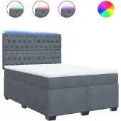 Syfax Giroletto a Molle con Materasso Grigio Scuro 160x200 cm Velluto
