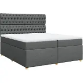 Syfax Giroletto a Molle con Materasso Grigio Scuro 200x200 cm Tessuto