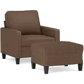 vidaXL Poltrona con sgabello marrone 60 cm in tessuto