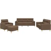 vidaXL Set di divani 4 pezzi con cuscini in tessuto marrone
