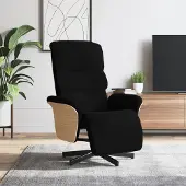Prolenta Maison Exclusive - Poltrona relax con poggiapiedi, rivestita in tessuto nero