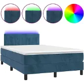 Syfax Letto a Molle con Materasso e LED Blu Scuro 120x200cm