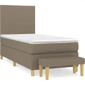 vidaXL Letto a molle con materasso Taupe 90x190 cm in tessuto