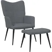 Syfax Sedia Relax con Sgabello Grigio Scuro in Tessuto