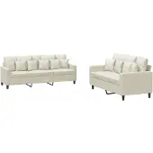 vidaXL Set divano 2 pezzi con cuscini in velluto crema