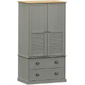 Syfax Armadio VIGO 90x55x170 cm in Legno Massello di Pino Grigio
