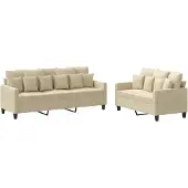 vidaXL Set divano 2 pezzi con cuscini in tessuto crema