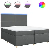 Syfax Giroletto a Molle con Materasso Grigio Scuro 200x200 cm Tessuto