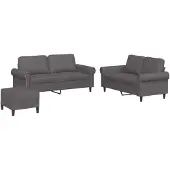 Syfax Set di Divani 3 pz con Cuscini Grigio in Pelle finta