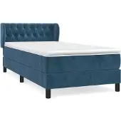 Syfax Giroletto a Molle con Materasso Blu Scuro 90x200 cm in Velluto