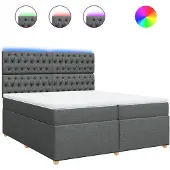 Syfax Giroletto a Molle con Materasso Grigio Scuro 200x200 cm Tessuto