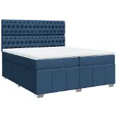 Syfax Giroletto a Molle con Materasso Blu 200x200 cm in Tessuto