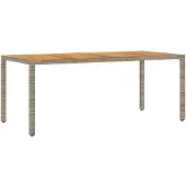 Syfax Tavolo Giardino Piano Legno Acacia Grigio 190x90x75 Polyrattan