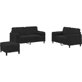 vidaXL Set divano 3 pezzi con cuscini in velluto nero
