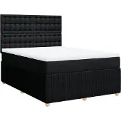 Syfax Giroletto a Molle con Materasso Nero 140x200 cm in Tessuto