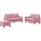 vidaXL Set divano 3 pezzi con cuscini in velluto rosa