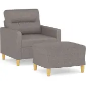 vidaXL Poltrona con sgabello taupe 60 cm in tessuto