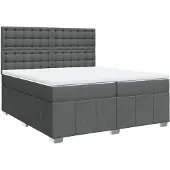 Syfax Giroletto a Molle con Materasso Grigio Scuro 200x200 cm Tessuto