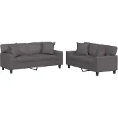 Syfax Set di Divani 2 pz con Cuscini Grigio in Pelle finta