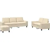 vidaXL Set divano 3 pezzi tessuto crema