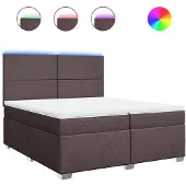 Syfax Giroletto a Molle con Materasso Marrone Scuro 200x200cm Tessuto