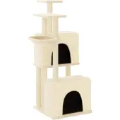 Syfax Albero per Gatti con Tiragraffi in Sisal Crema 122 cm