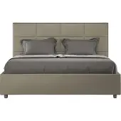 Ityhome - Letto matrimoniale francese contenitore imbottito 140x210 Pelle finta cappuccino Mika