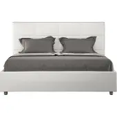 Ityhome - Letto matrimoniale francese contenitore imbottito 140x210 Pelle finta bianco Mika