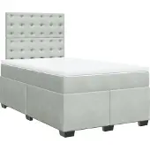 Syfax Giroletto a Molle con Materasso Grigio Chiaro 120x190cm Velluto