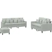 Syfax Set di Divani 3 pz con Cuscini Grigio Chiaro in Velluto