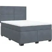 Syfax Giroletto a Molle con Materasso Grigio Scuro 160x200 cm Velluto