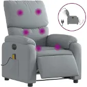 Syfax Poltrona Reclinabile Massaggio Elettrica Grigio Chiaro Tessuto
