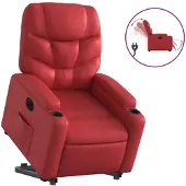 Syfax Poltrona Alzapersona Reclinabile Elettrica Rossa in Pelle finta