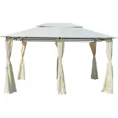 Syfax Gazebo da Giardino con Tende 4x3 m Bianco