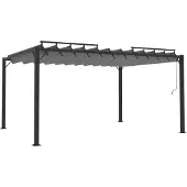 Syfax Gazebo con Tetto a Lamelle 3x4 m in Tessuto Antracite/Alluminio
