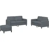 vidaXL Set di divani a 3 pezzi in velluto grigio scuro