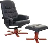 Mendler Poltrona relax MCW-E30, poltrona TV reclinabile con poggiapiedi ~ Pelle finta nera