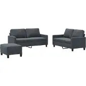 vidaXL Set divano 3 pezzi con cuscini in velluto grigio scuro