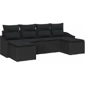 Syfax Set di divani con cuscino 6 pcs Nero polyrattan