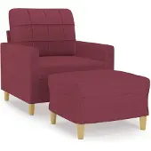 vidaXL Poltrona con sgabello rosso vino 60 cm in tessuto