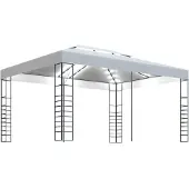 Syfax Gazebo con Stringa di Luci LED 4x3x2,7 m Bianco