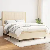 Prolenta Maison Exclusive - Letto boxspring con materasso Crema 140x190 cm Tessuto